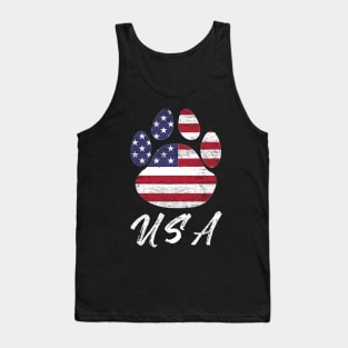 Dog paw print American flag USA tshirt Tank Top